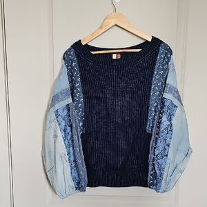 Pilcro Navy and Blue Knit Sweater